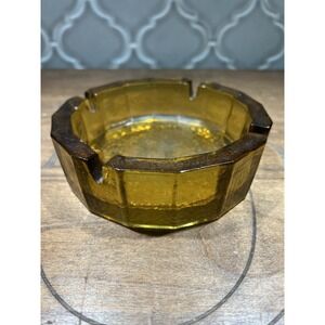 Vintage Amber Blenko Pebbled Art‎ Glass Ashtray